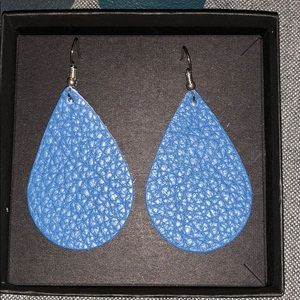 NWOT Royal Blue Teardrop Leather Earrings